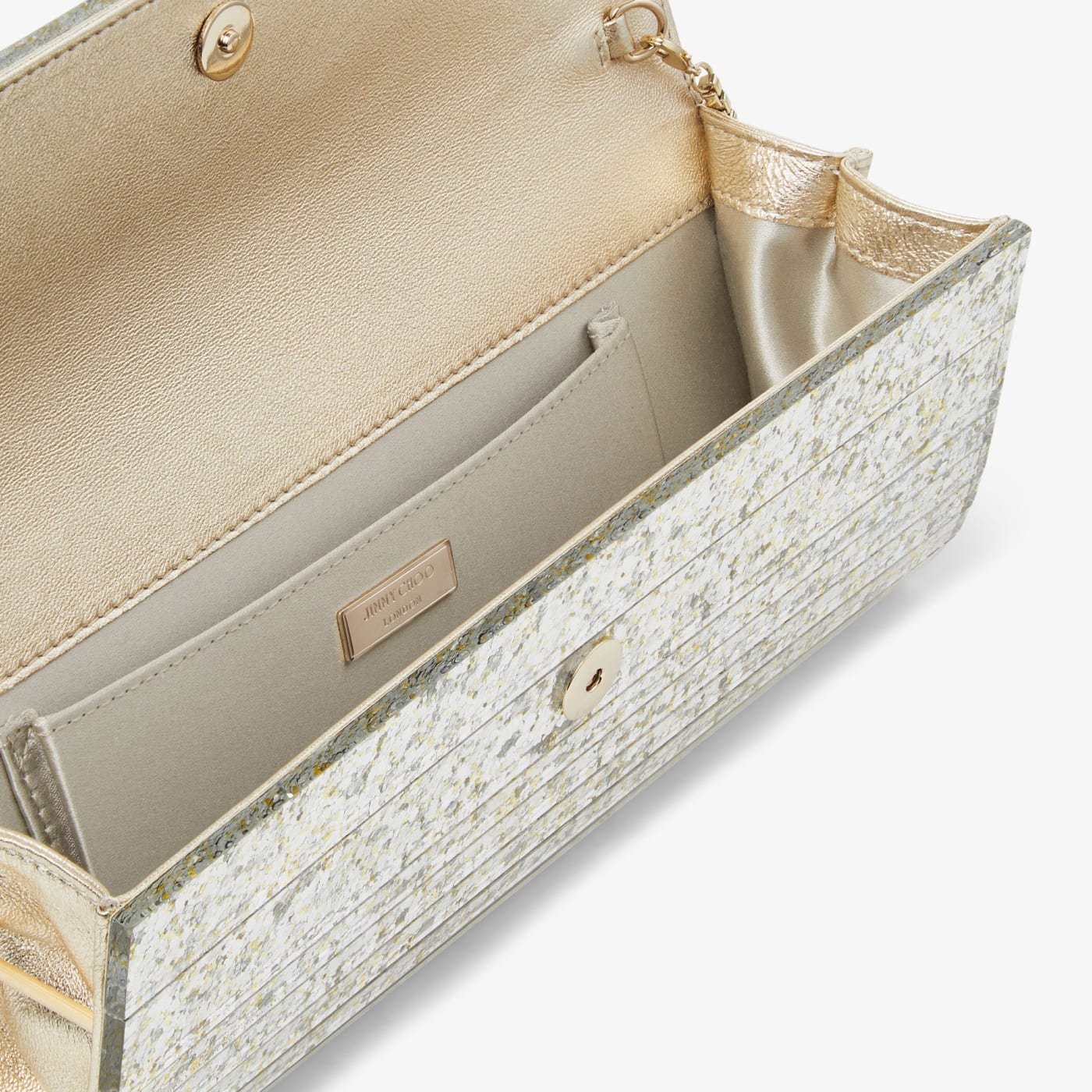 Sweetie Champagne Coarse Glitter Acrylic Clutch Bag