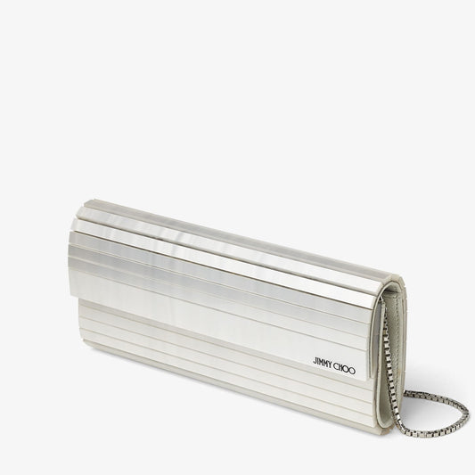 Sweetie Ivory Mother of Pearl Clutch Bag with Silver Chain Strap