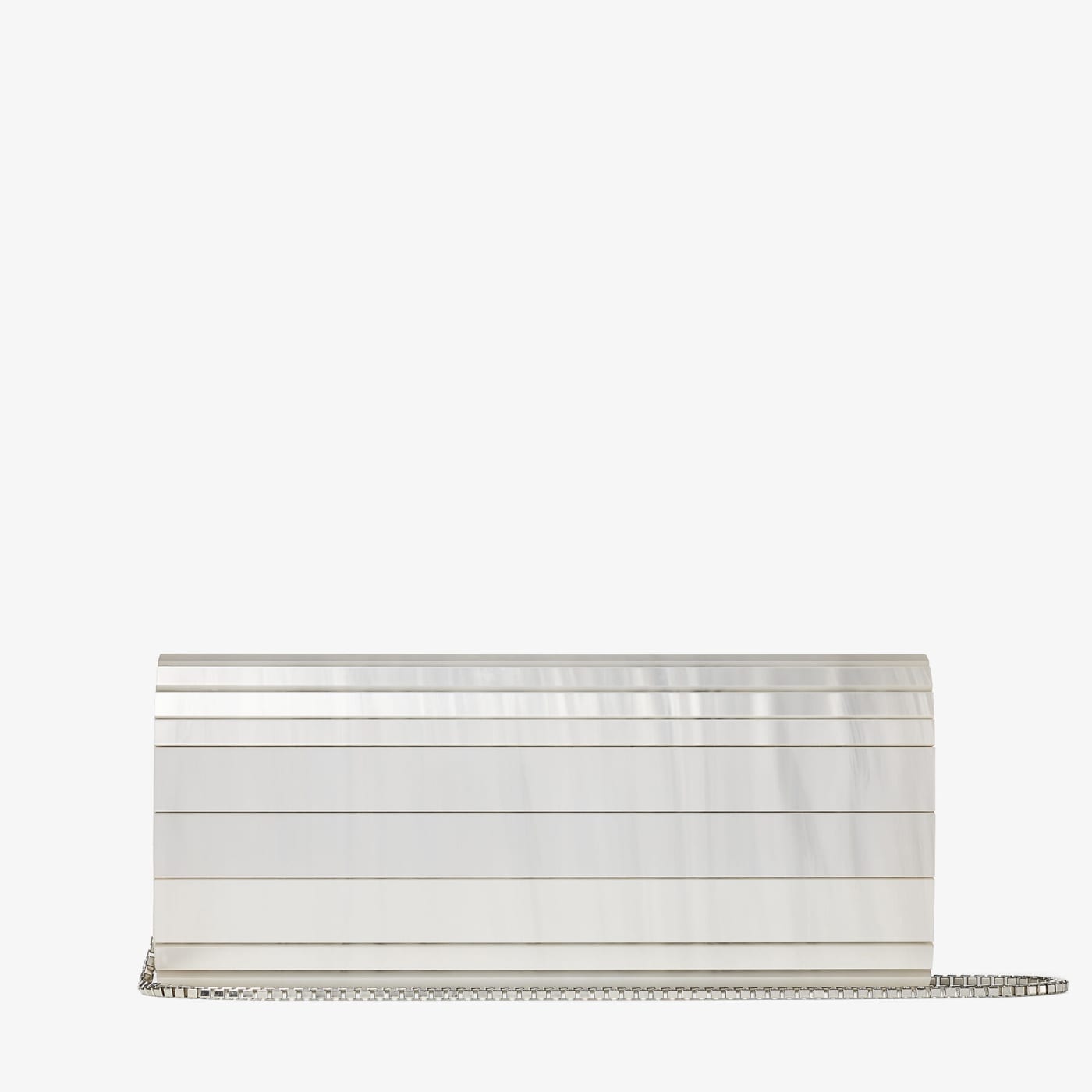 Sweetie Ivory Mother of Pearl Clutch Bag with Silver Chain Strap