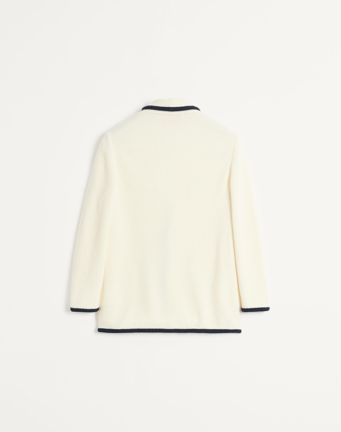 Single-breasted Wool And Cotton Jacket With Torchon Piping