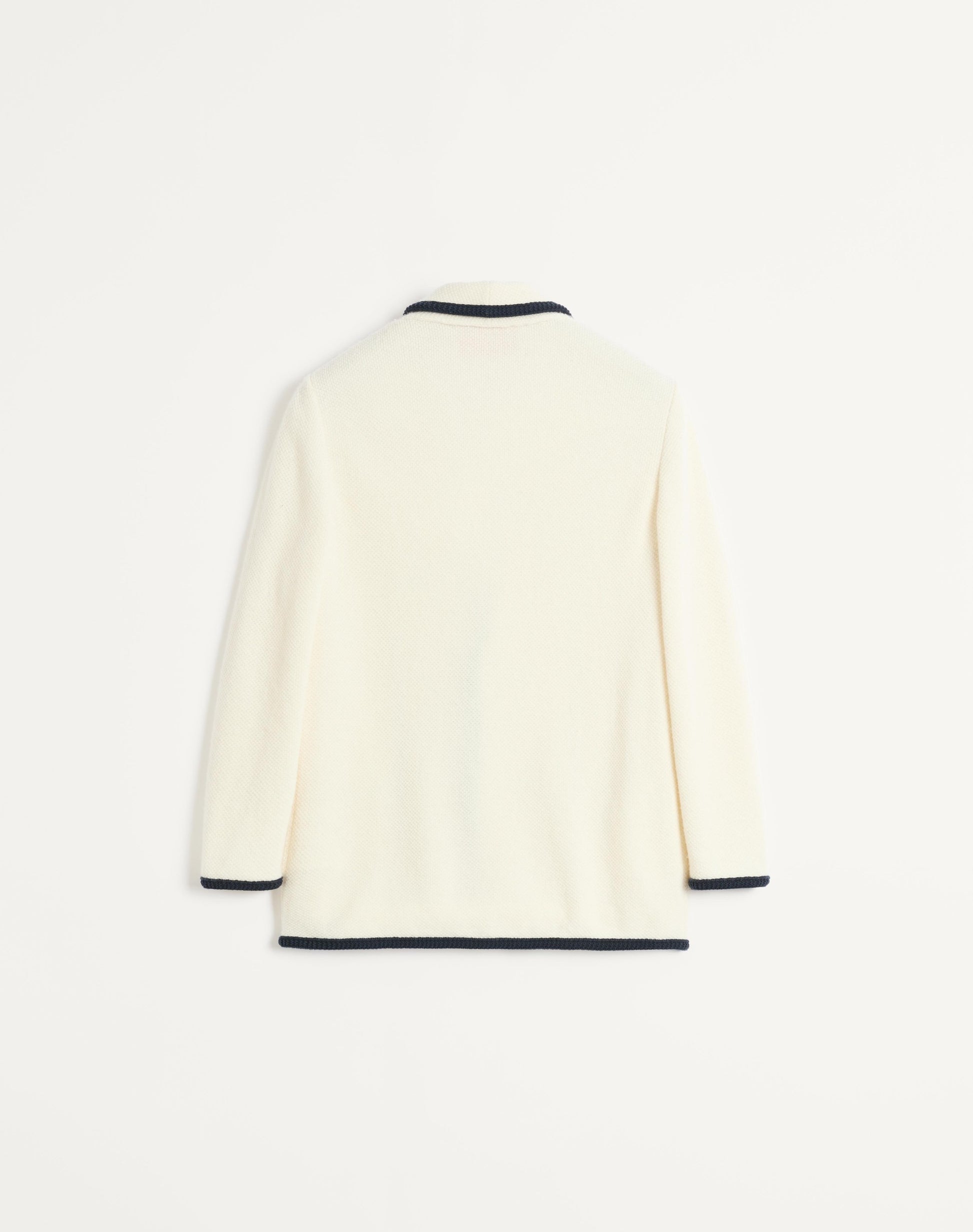 Single-breasted Wool And Cotton Jacket With Torchon Piping