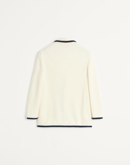 Single-breasted Wool And Cotton Jacket With Torchon Piping