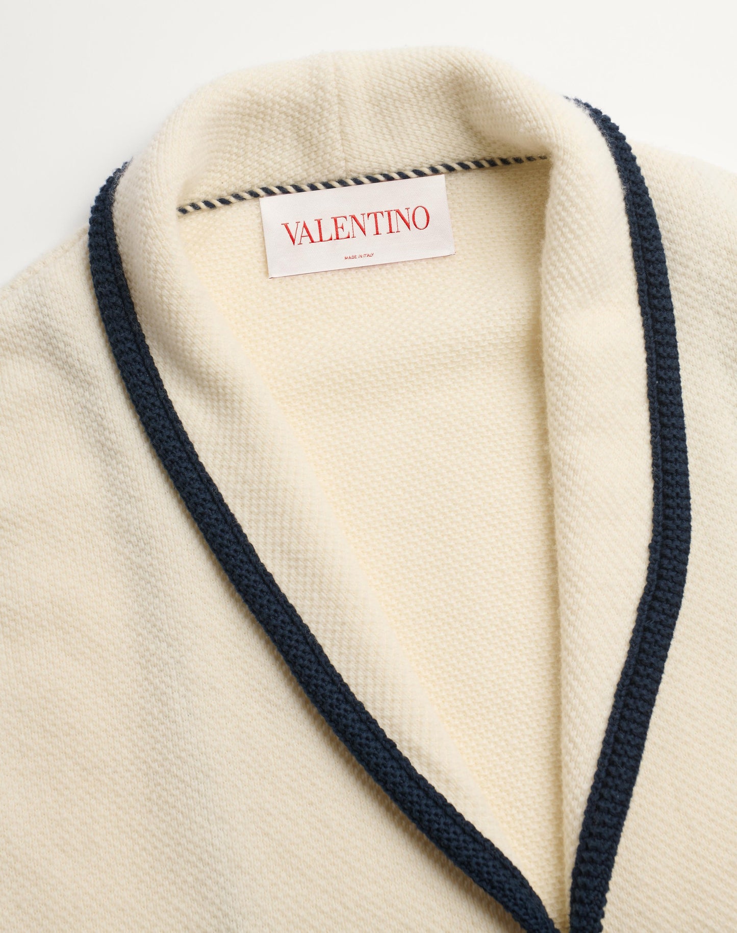 Single-breasted Wool And Cotton Jacket With Torchon Piping