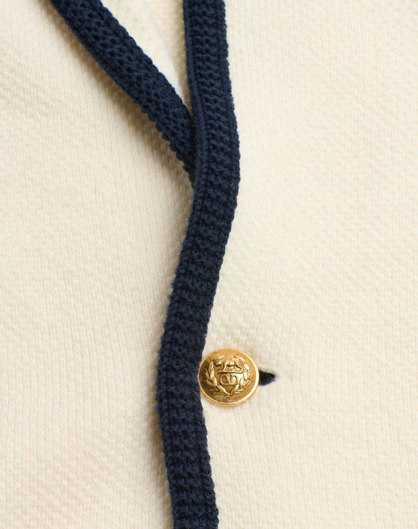 Single-breasted Wool And Cotton Jacket With Torchon Piping