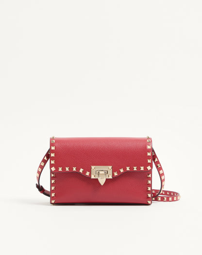 Small Rockstud Grainy Calfskin Crossbody Bag
