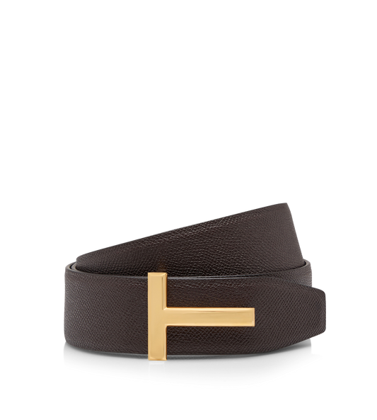 Small Grain Leather T Icon Belt