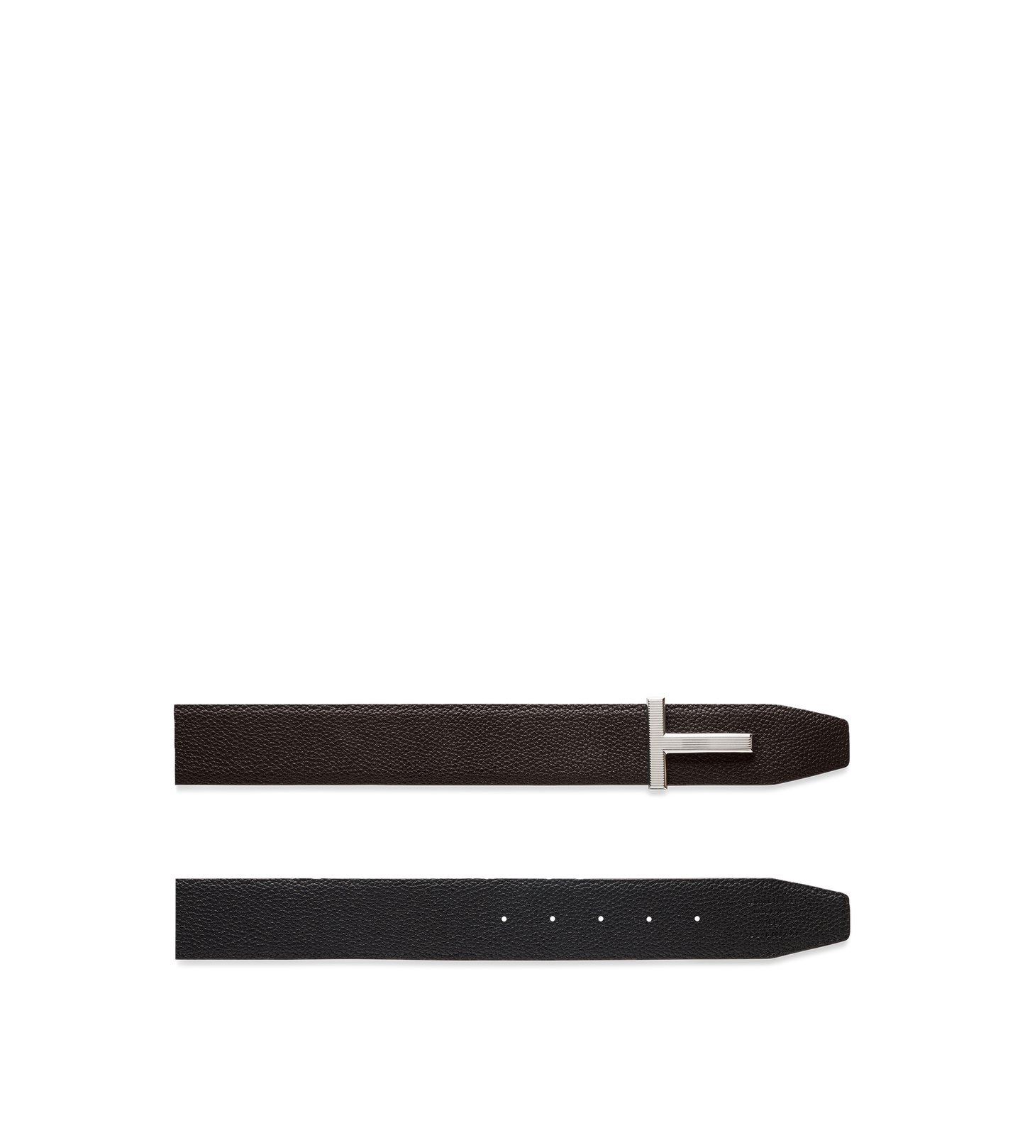 Grain Leather Ridge Buckle T Belt