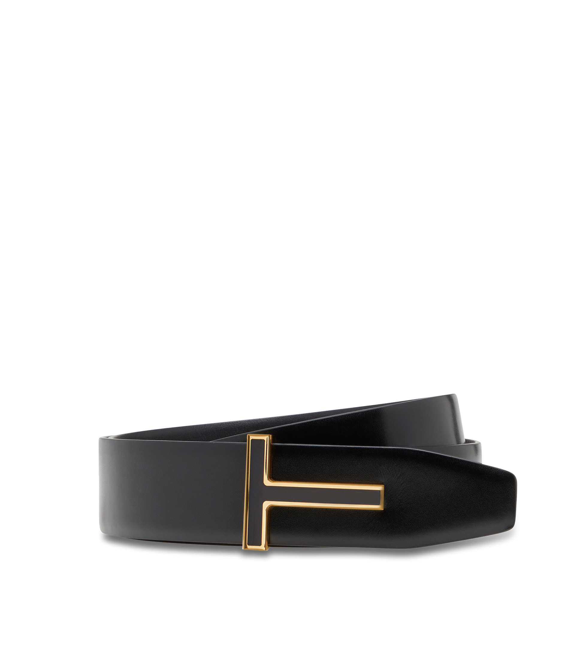 Smooth Leather Enamel Buckle T Belt