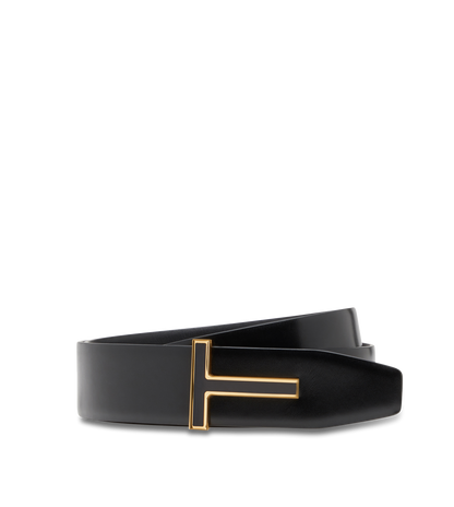 Smooth Leather Enamel Buckle T Belt