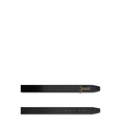 Smooth Leather Enamel Buckle T Belt