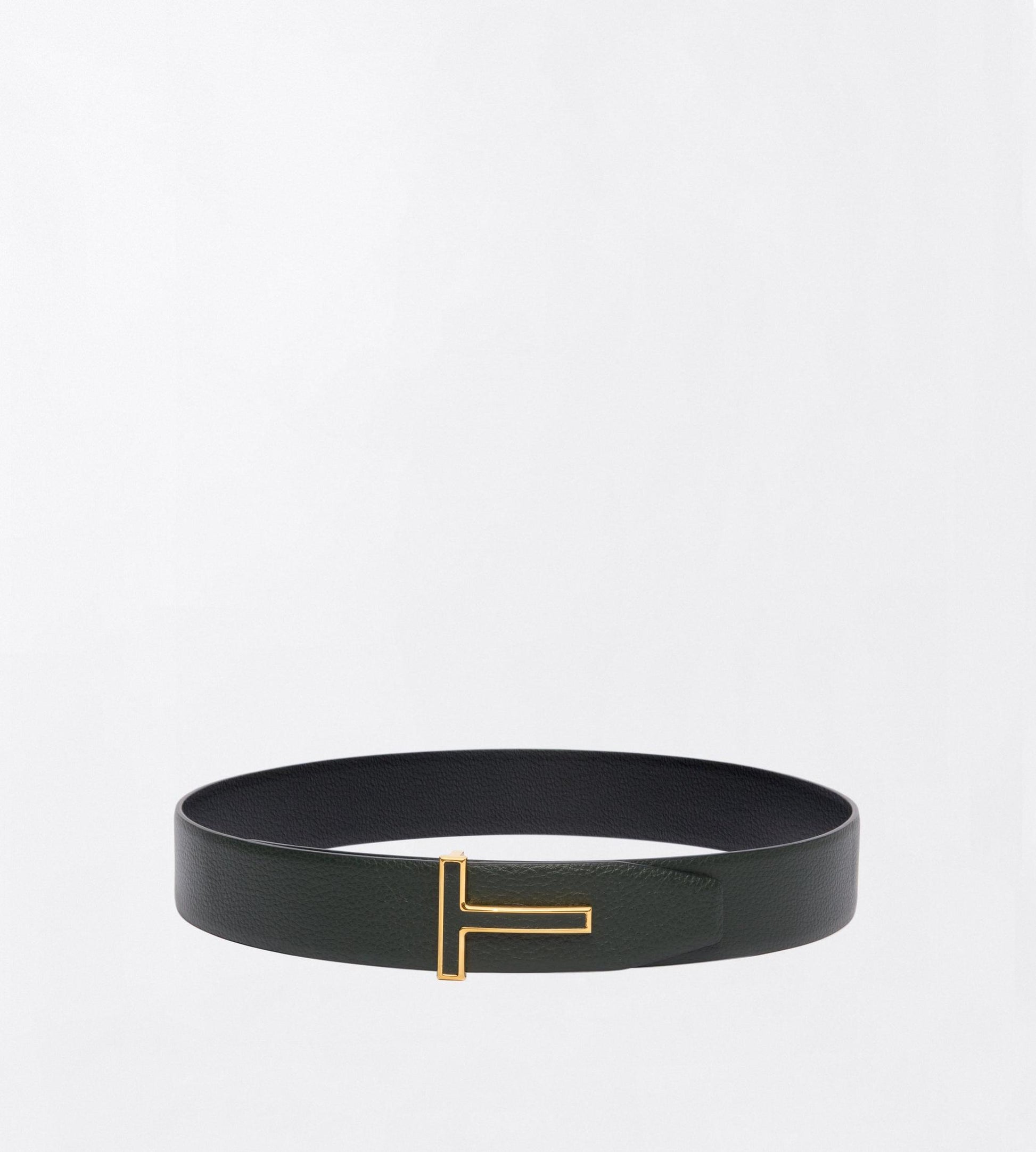 Grain Leather Reversible T Belt