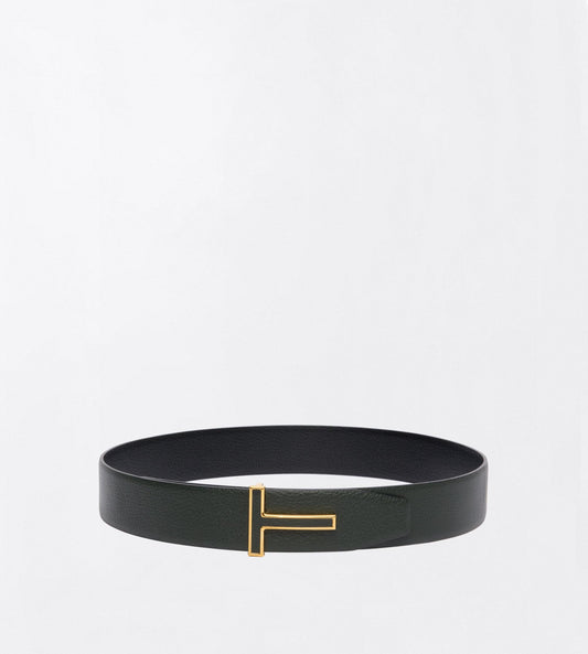 Grain Leather Reversible T Belt