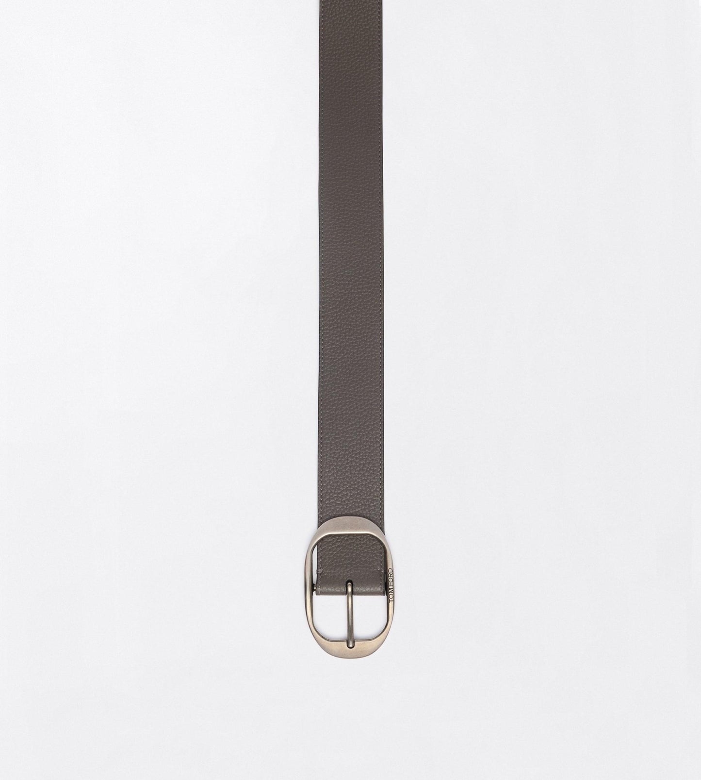 Grain Leather Oval Buckle Belt