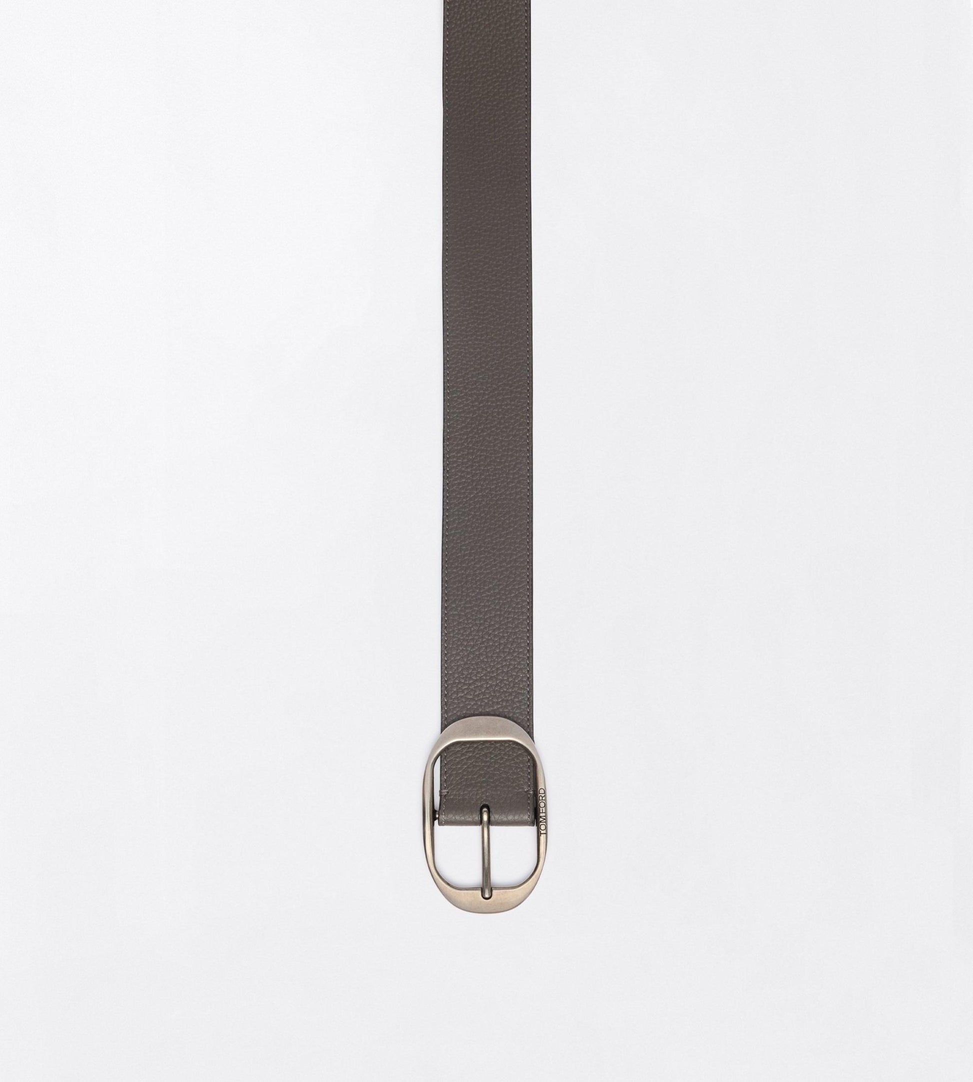Grain Leather Oval Buckle Belt