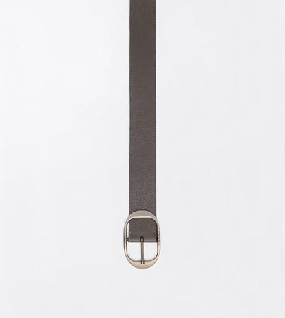 Grain Leather Oval Buckle Belt