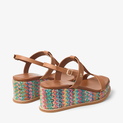 Theia Wedge 60 Multi Chevron Raffia Sandal Wedges