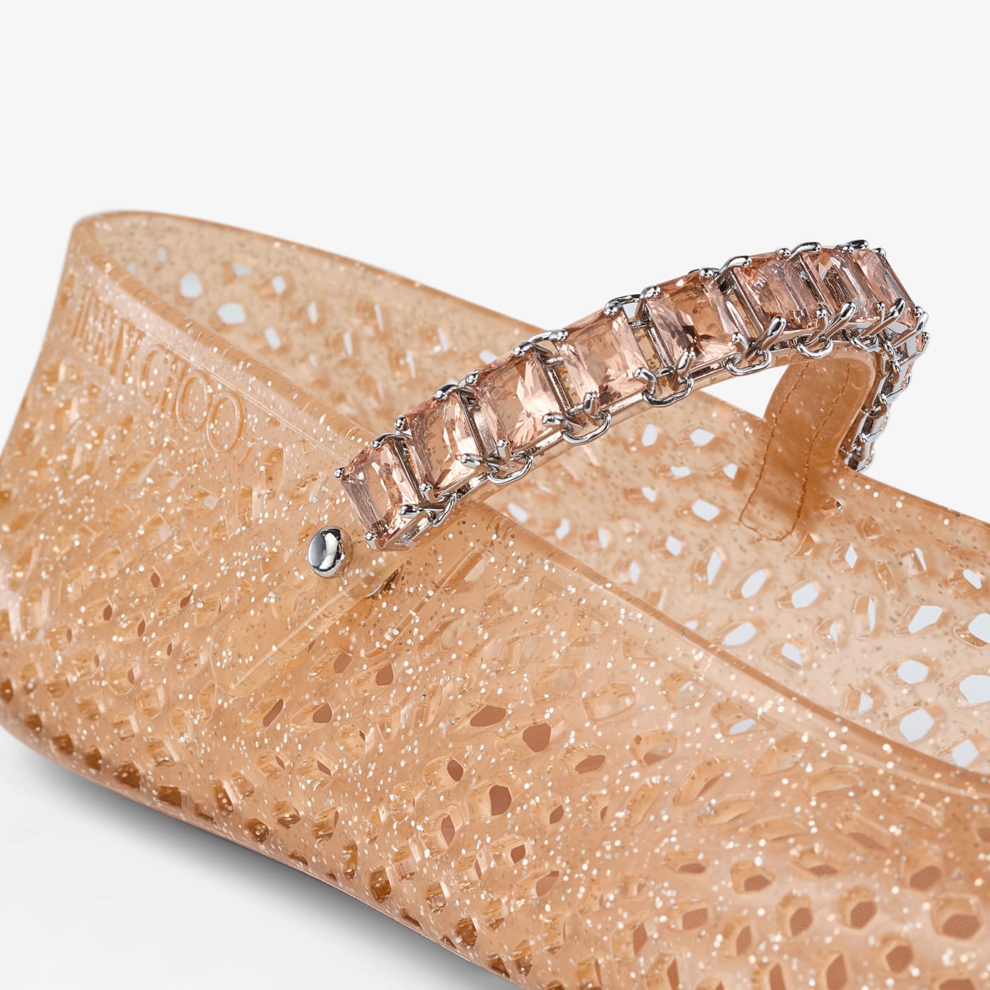 The Jelly Light Toffee Jelly Ballerina Flats with Crystal Embellishment