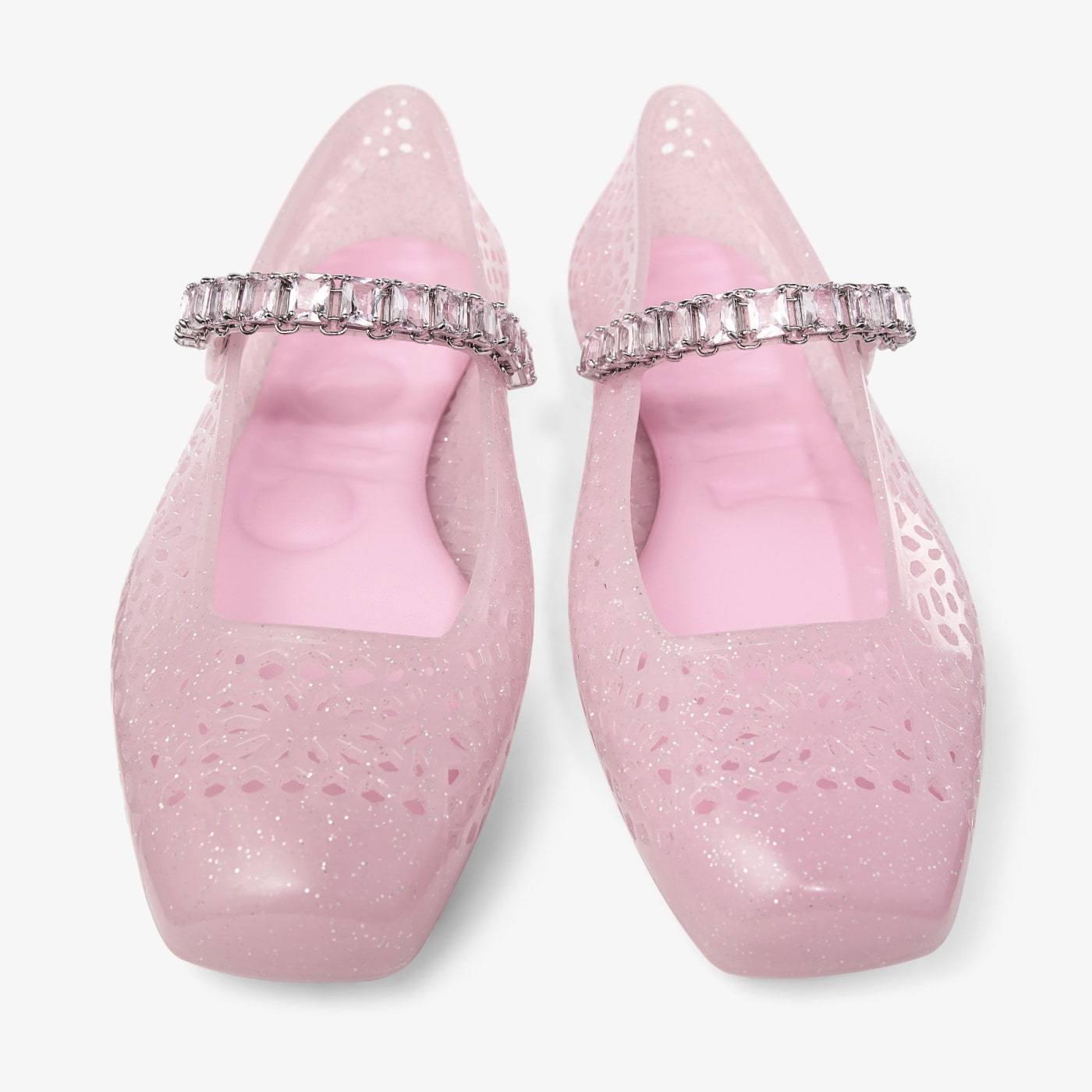 The Jelly Cotton Candy Jelly Ballerina Flats with Crystal Embellishment