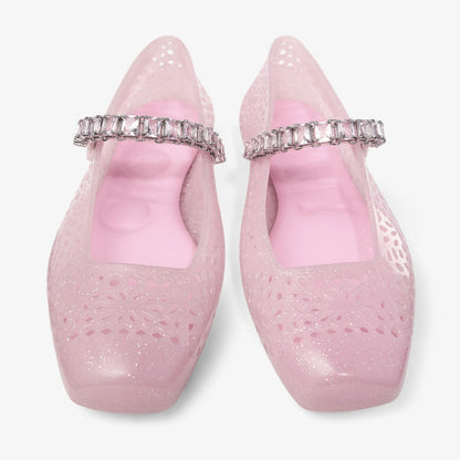 The Jelly Cotton Candy Jelly Ballerina Flats with Crystal Embellishment