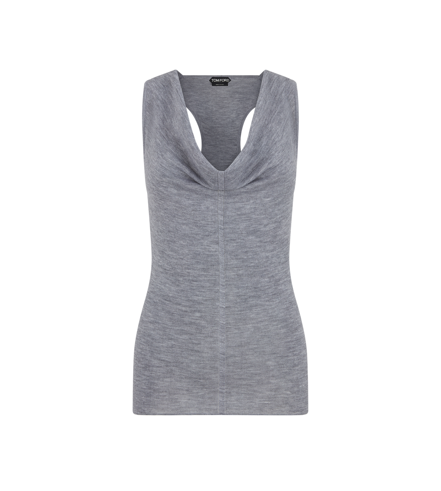 Merino Wool Rib Knit Cowl Collar Tank Top