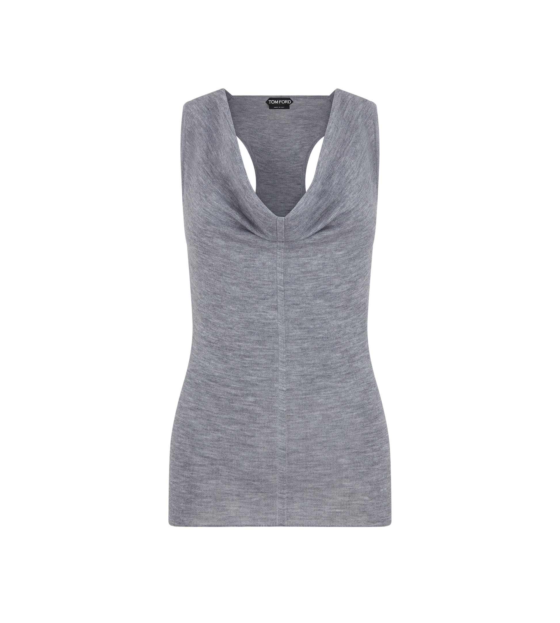 Merino Wool Rib Knit Cowl Collar Tank Top