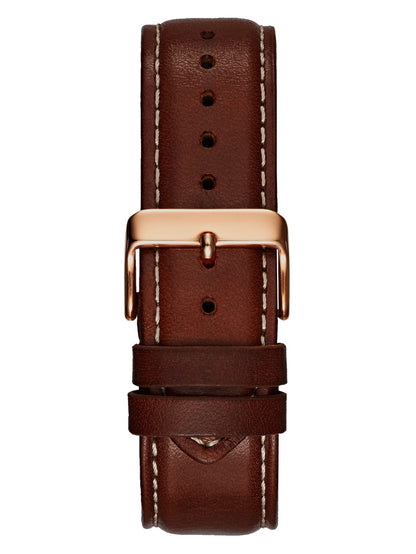 Brown and Rose Gold-Tone Leather Sport Watch