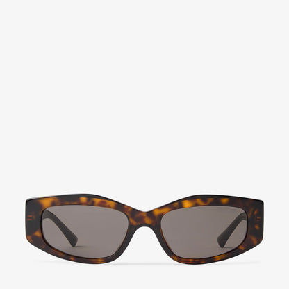 Uma Dark Brown Havana Geometric Sunglasses