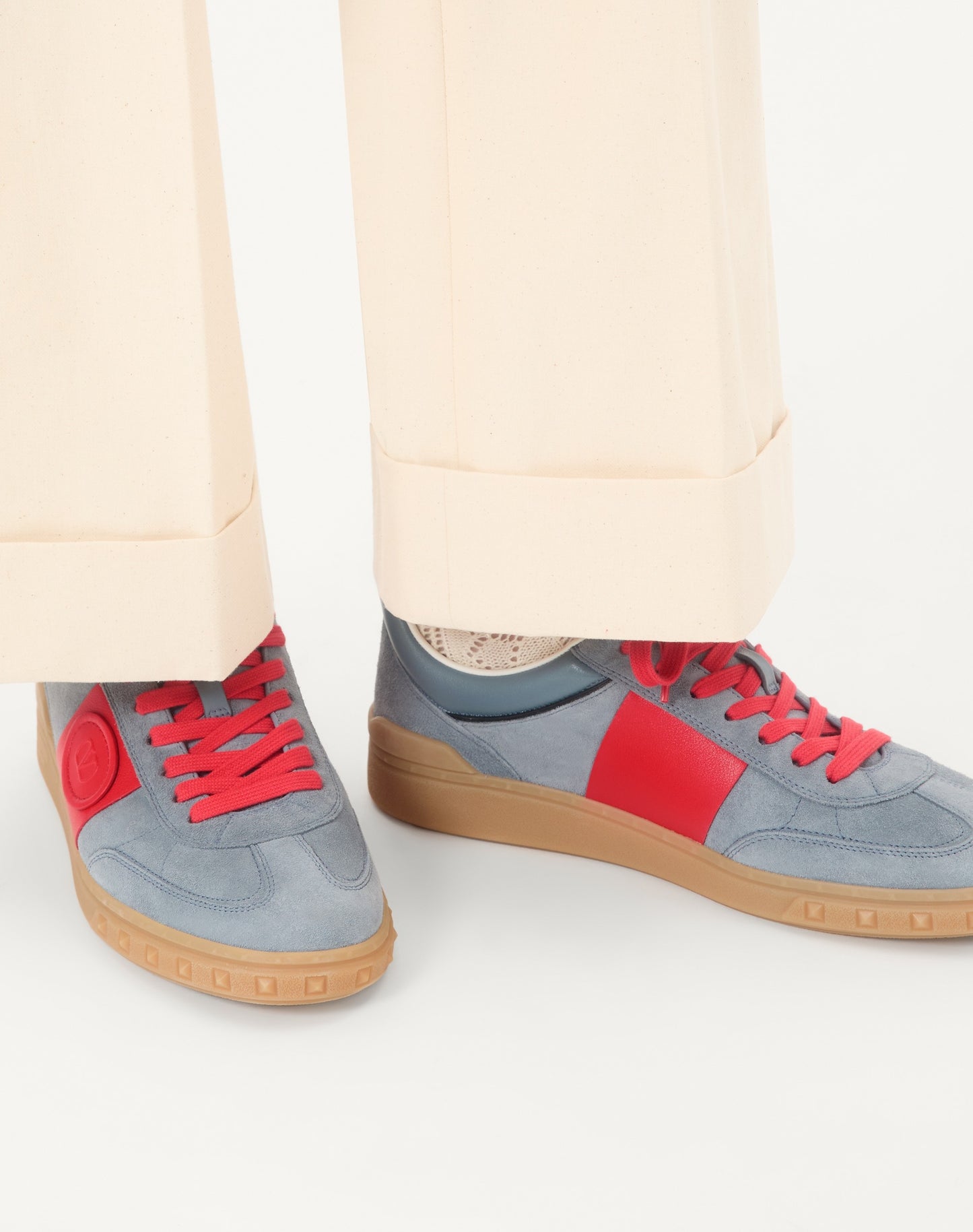 Upvillage Low Top Trainer In Split Leather And Calfskin Nappa Leather