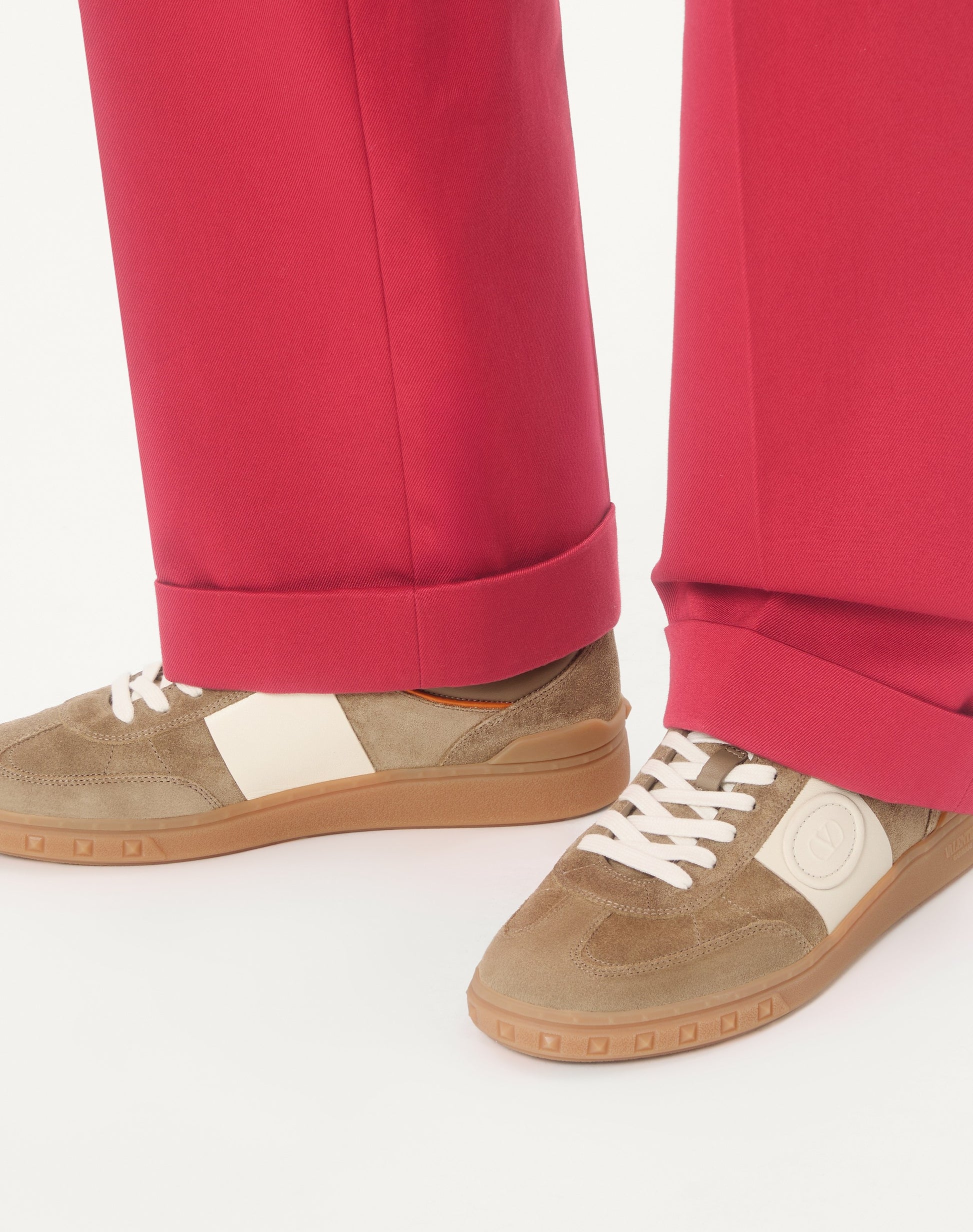 Upvillage Low Top Trainer In Split Leather And Calfskin Nappa Leather
