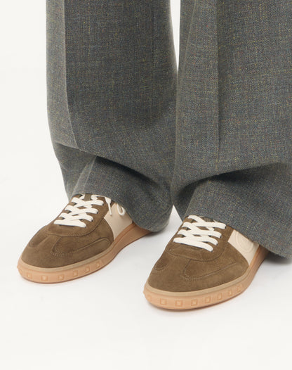 Upvillage Low Top Trainer In Split Leather And Calfskin Nappa Leather