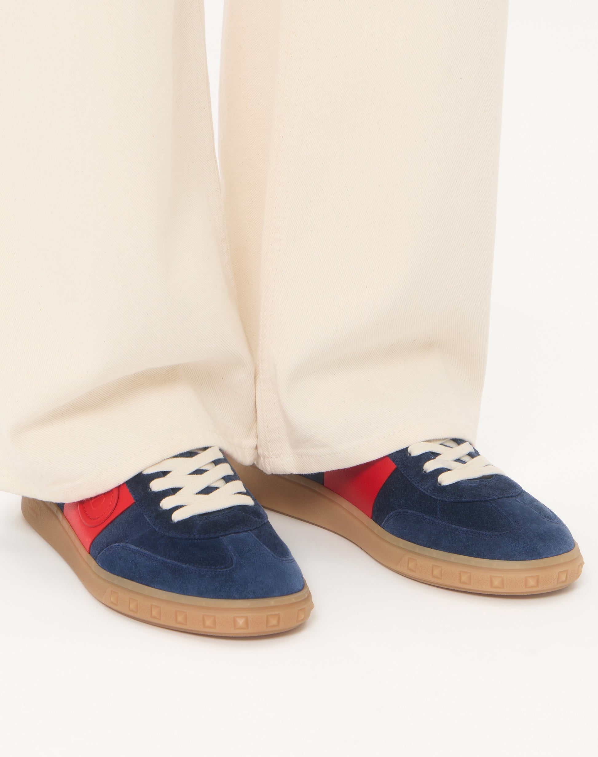 Upvillage Low Top Trainer In Split Leather And Calfskin Nappa Leather