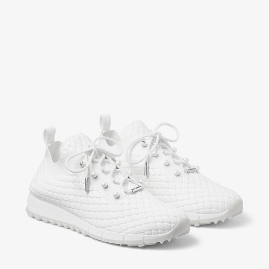 Veles White Textured Knit Trainers