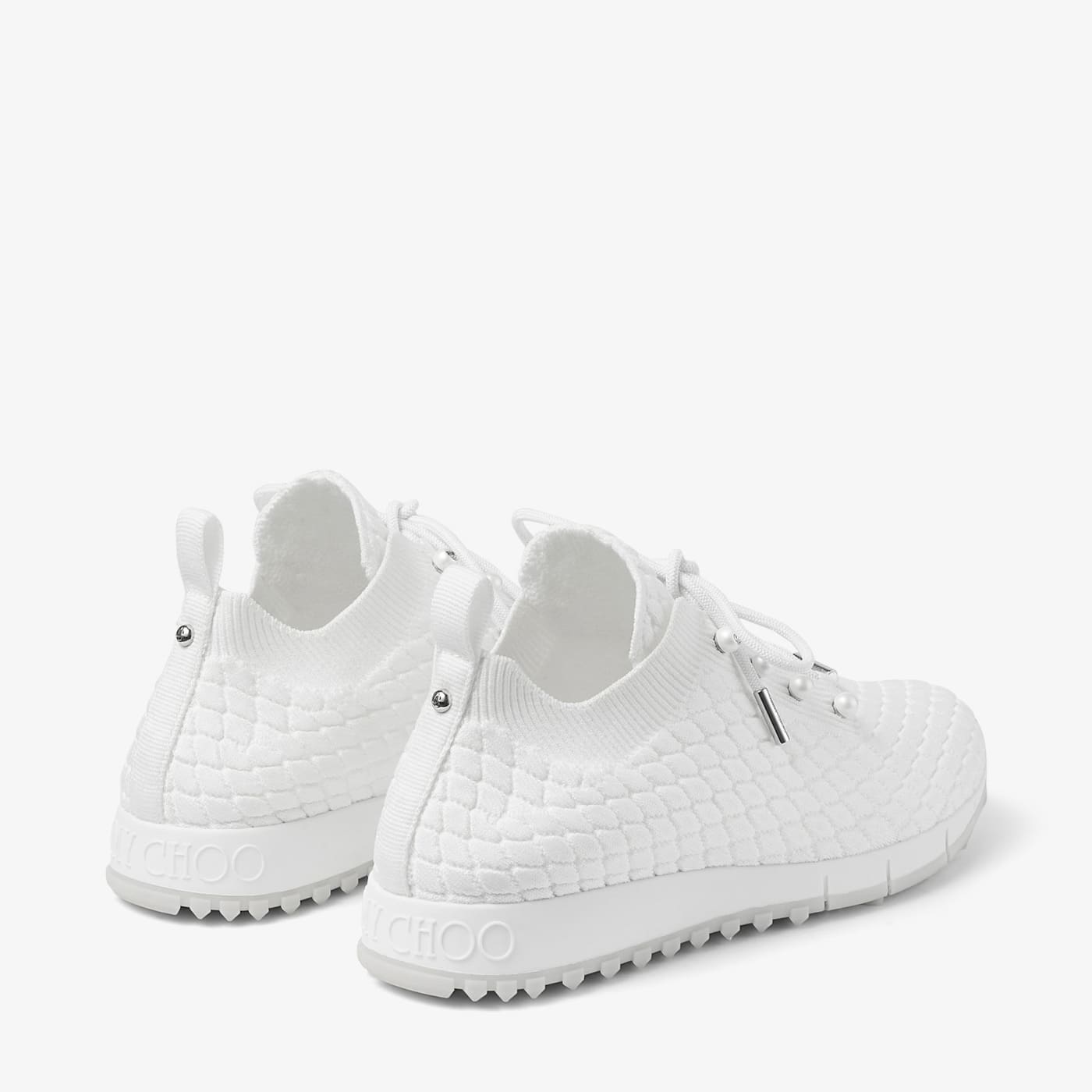Veles White Textured Knit Trainers