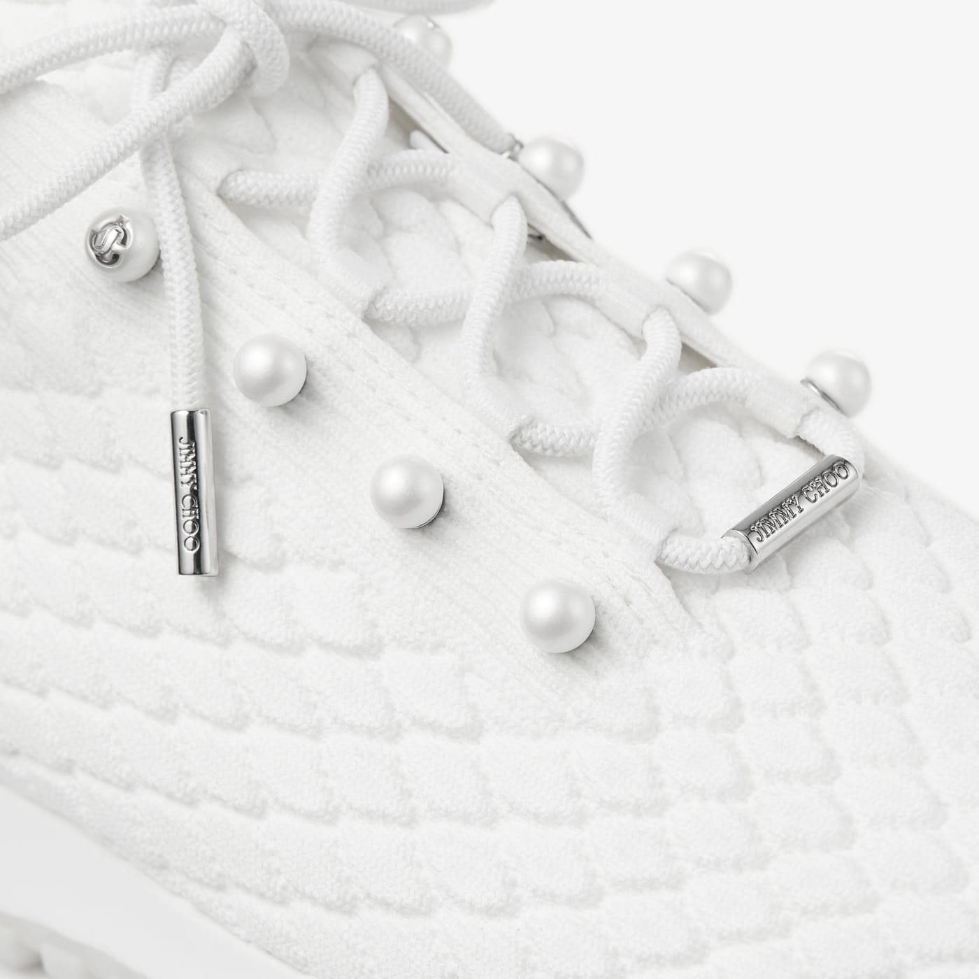 Veles White Textured Knit Trainers