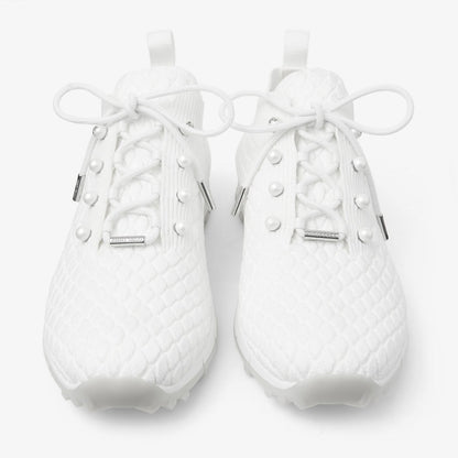 Veles White Textured Knit Trainers