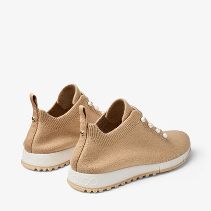Veles Chai Cashmere Melange Knit Trainers with Pearl Buttons
