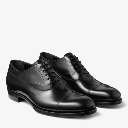Vine Lace Up Black Smooth Calf Leather Lace Up Shoes