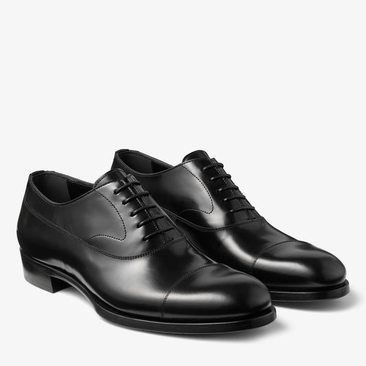 Vine Lace Up Black Smooth Calf Leather Lace Up Shoes