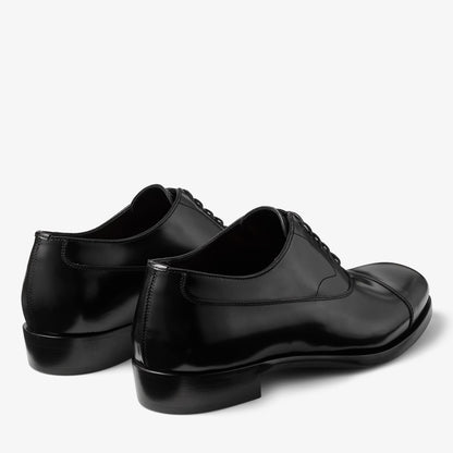 Vine Lace Up Black Smooth Calf Leather Lace Up Shoes