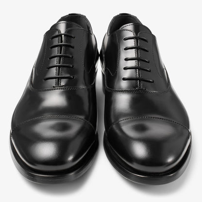 Vine Lace Up Black Smooth Calf Leather Lace Up Shoes