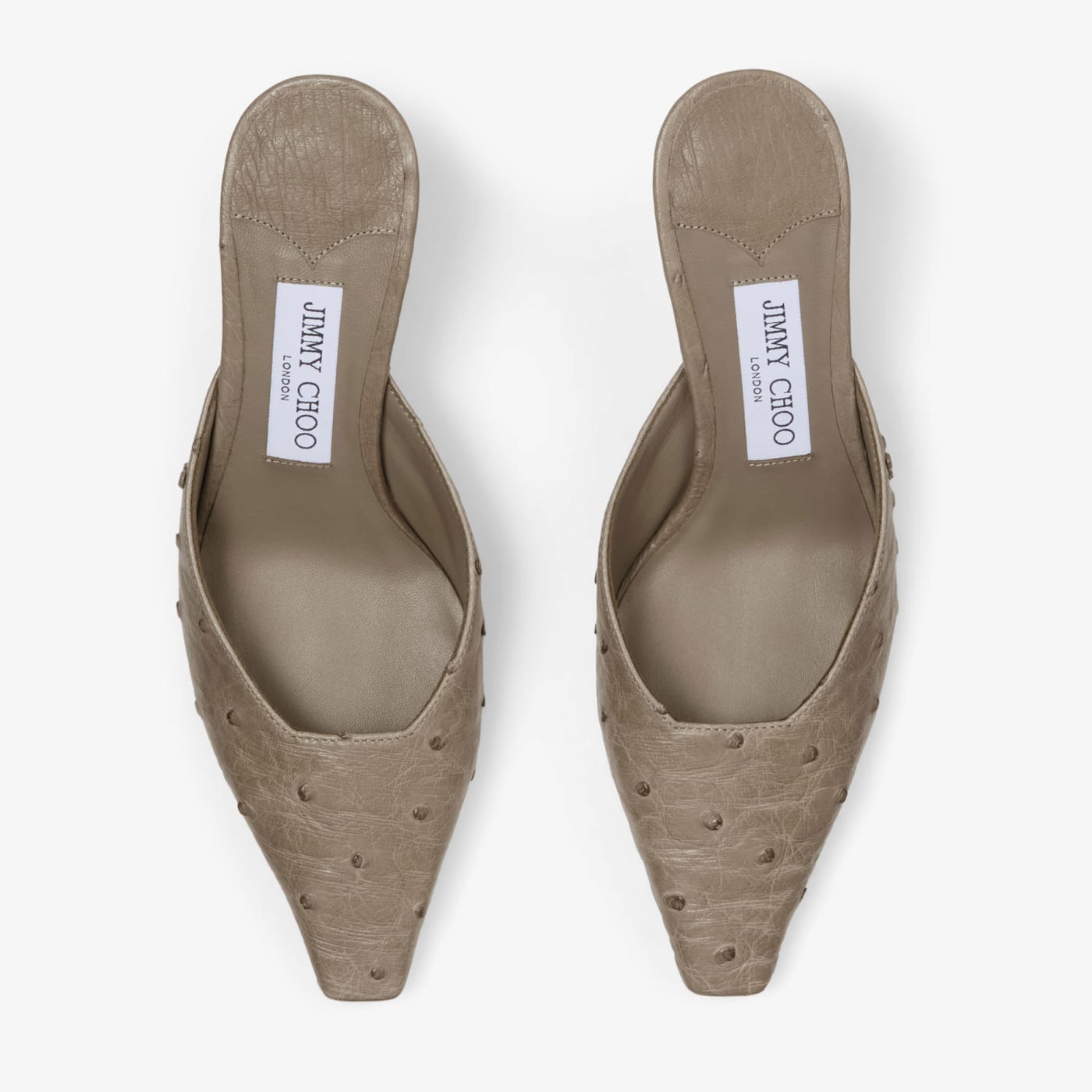 Vivi 65 Taupe Ostrich Leather Mules