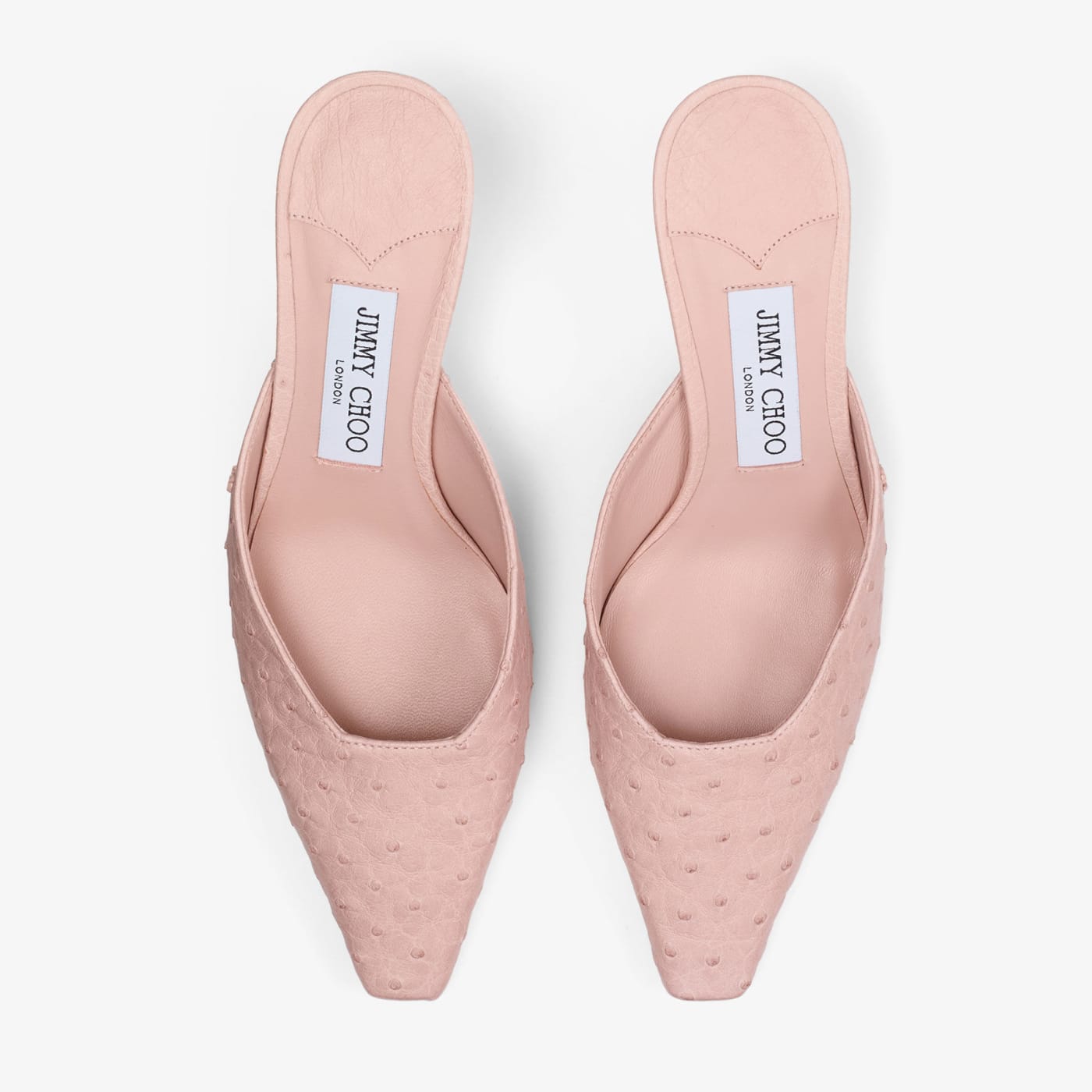 Vivi 65 Rose Ostrich Leather Mules