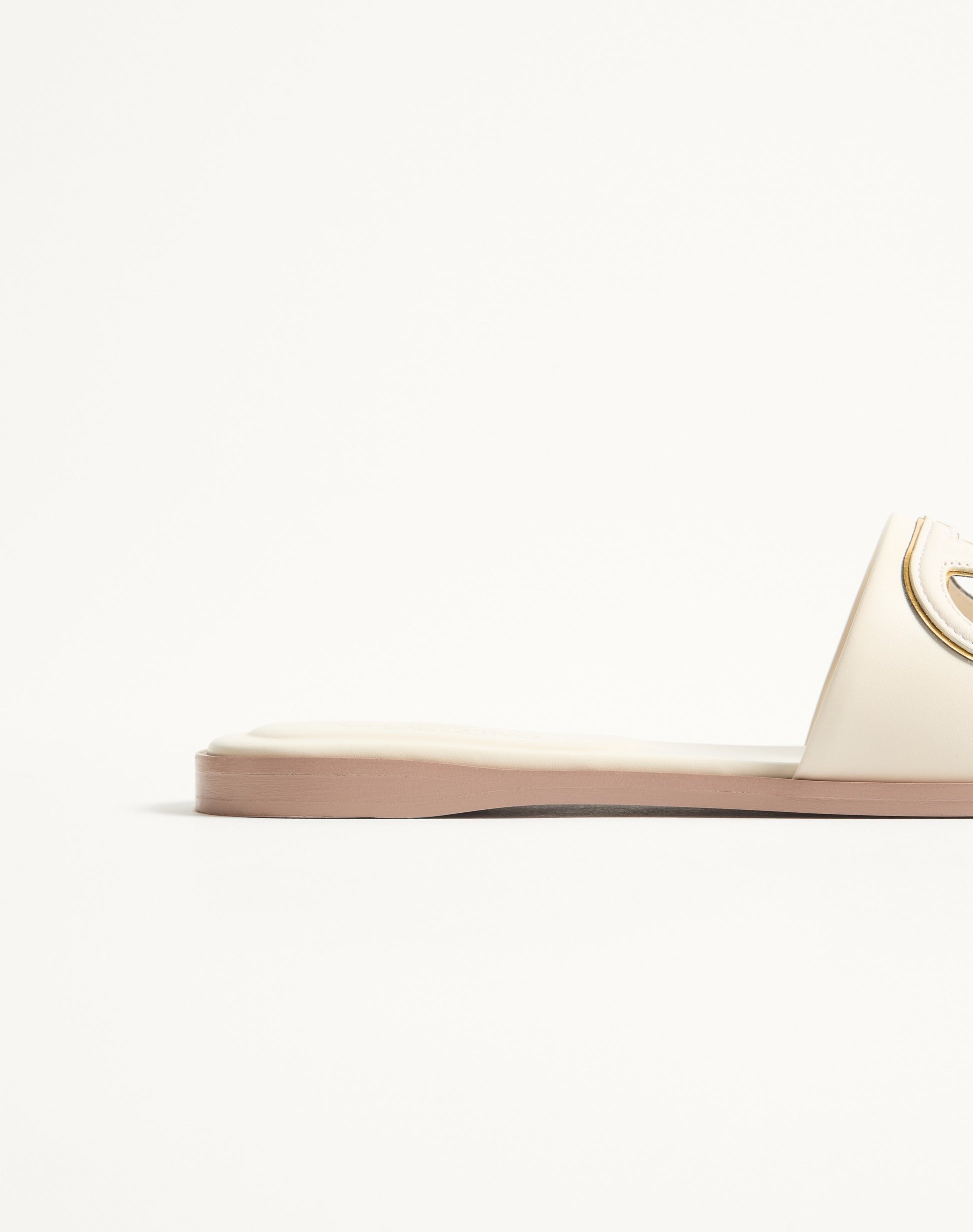 Vlogo Cut-out Calfskin Slide Sandal