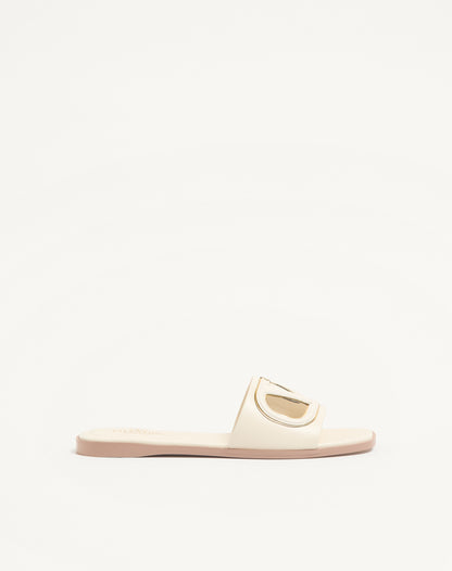 Vlogo Cut-out Calfskin Slide Sandal
