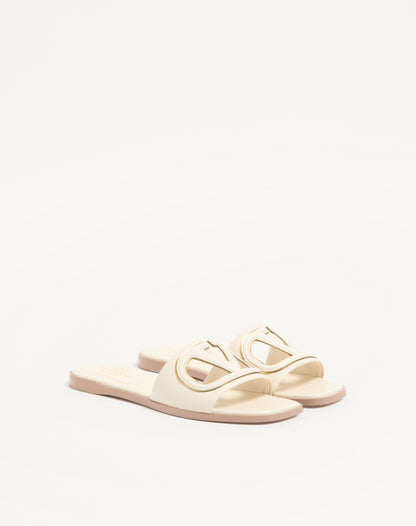 Vlogo Cut-out Calfskin Slide Sandal