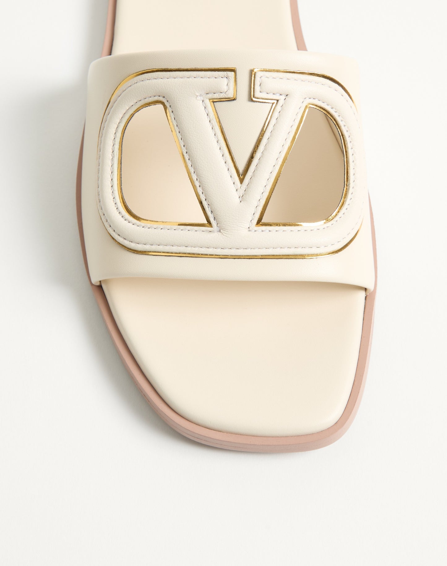 Vlogo Cut-out Calfskin Slide Sandal