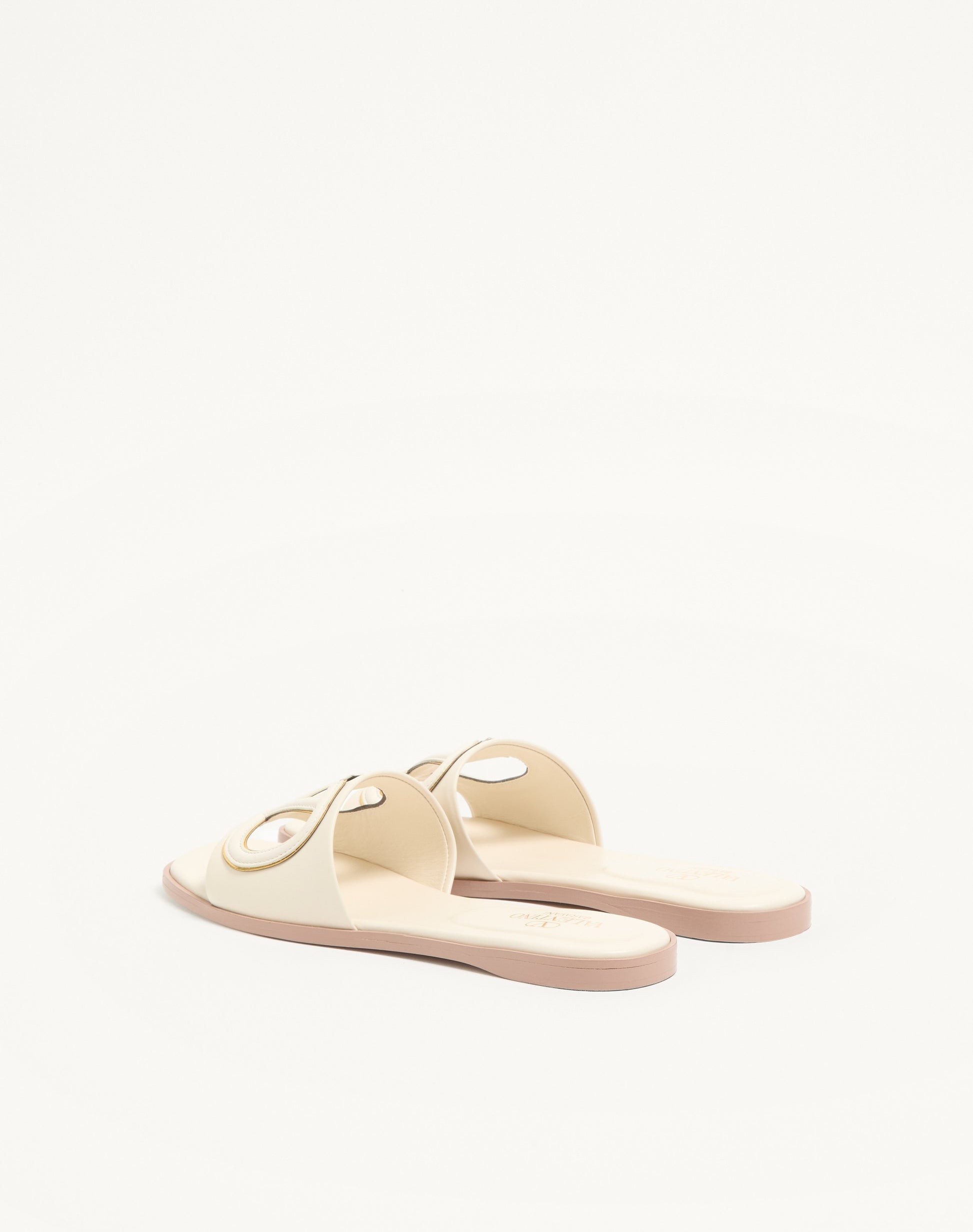 Vlogo Cut-out Calfskin Slide Sandal
