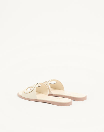 Vlogo Cut-out Calfskin Slide Sandal