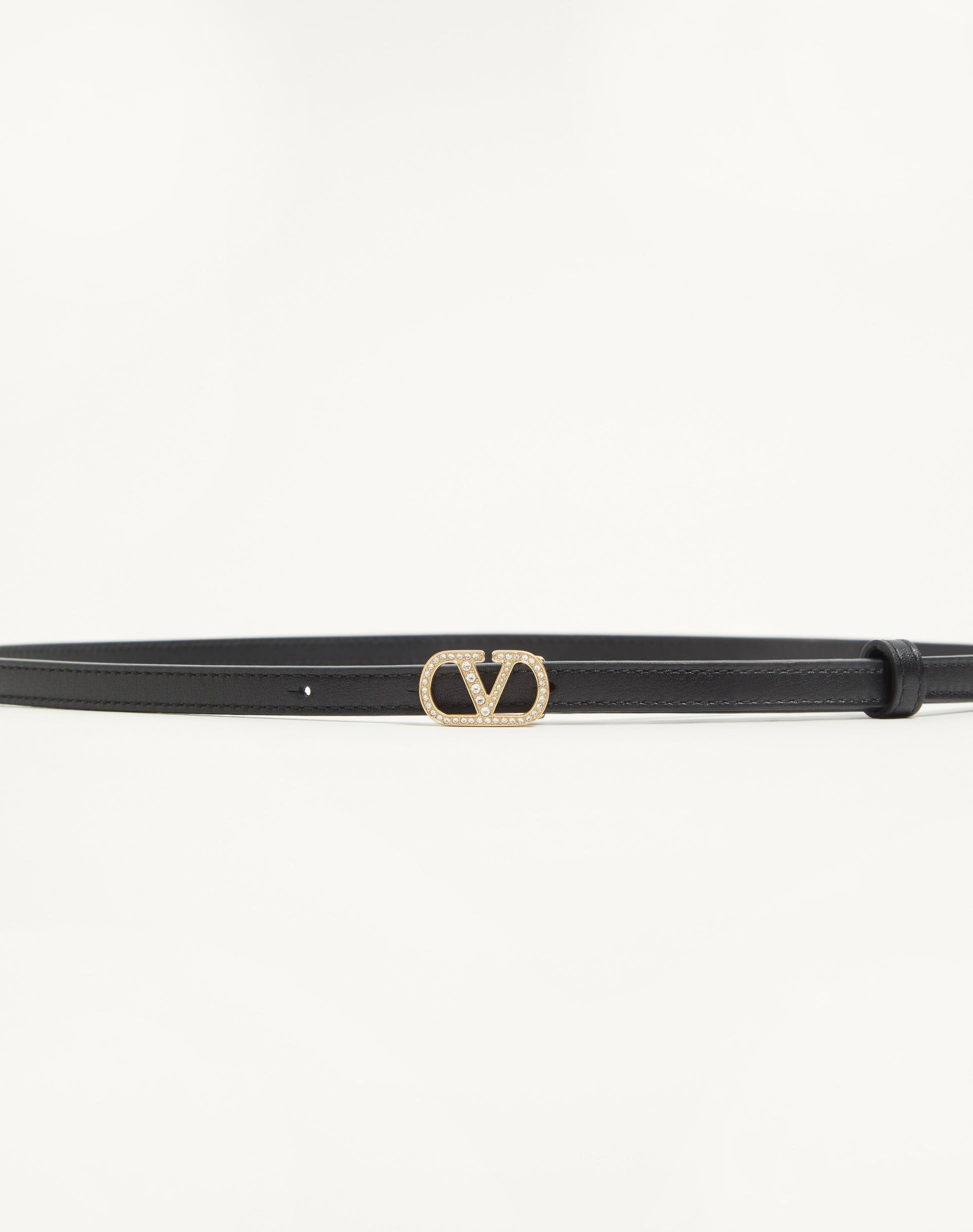 Vlogo Signature Belt In Shiny Calfskin With Crystals 10 Mm