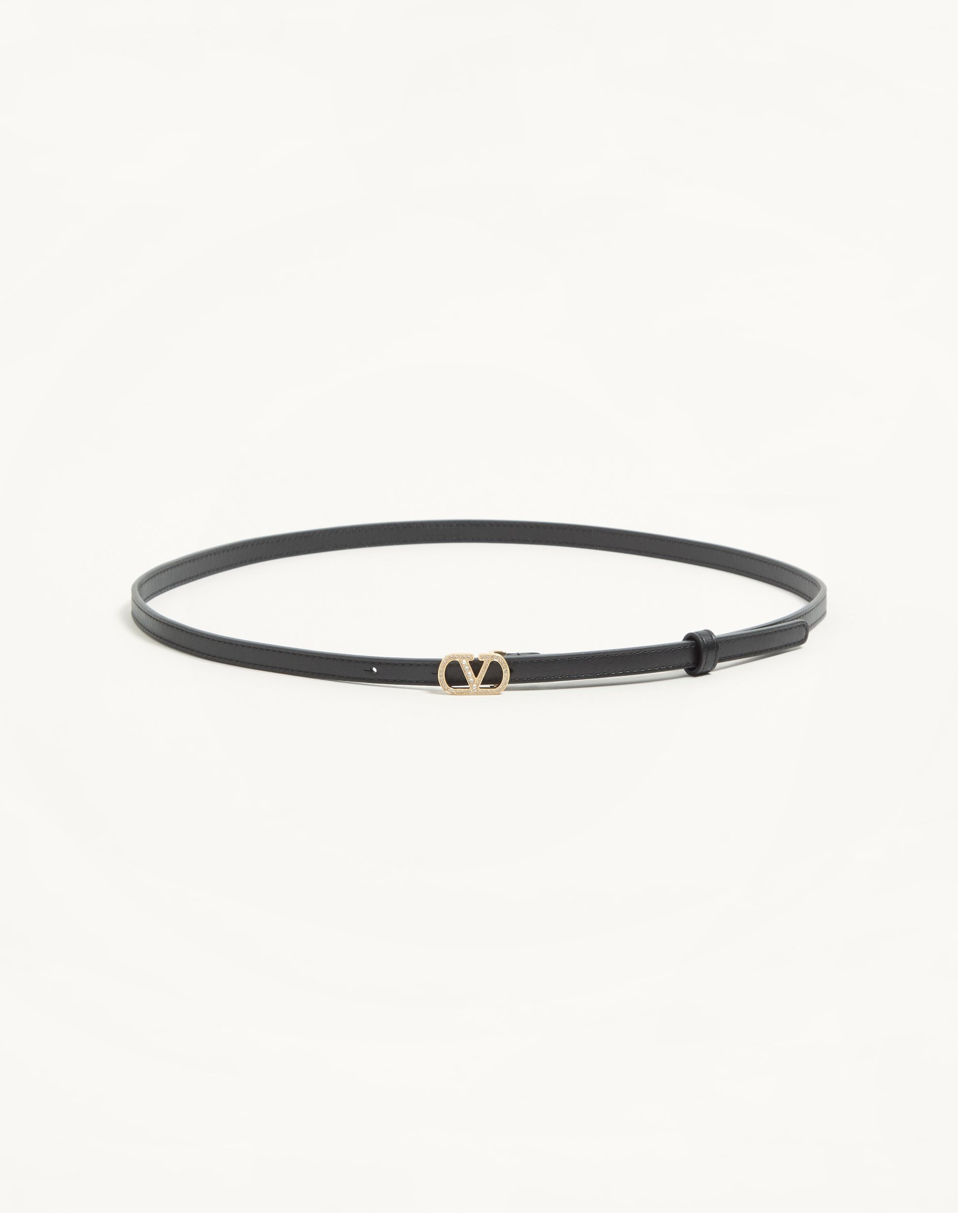 Vlogo Signature Belt In Shiny Calfskin With Crystals 10 Mm